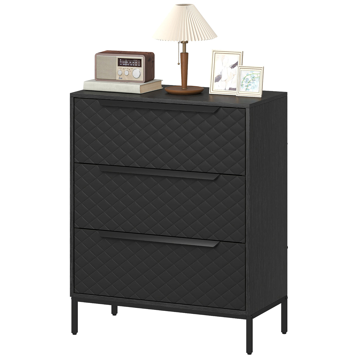 HOMCOM Chest Of Drawers, 3 Fabric Drawer Dresser, Aluminium Handles