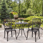 3 Pcs Coffee Table Chairs Garden Furniture Set W/ Hole