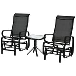 3 Pcs Rocking Chair Gliding Chair Set W/ Table For Patio | Black