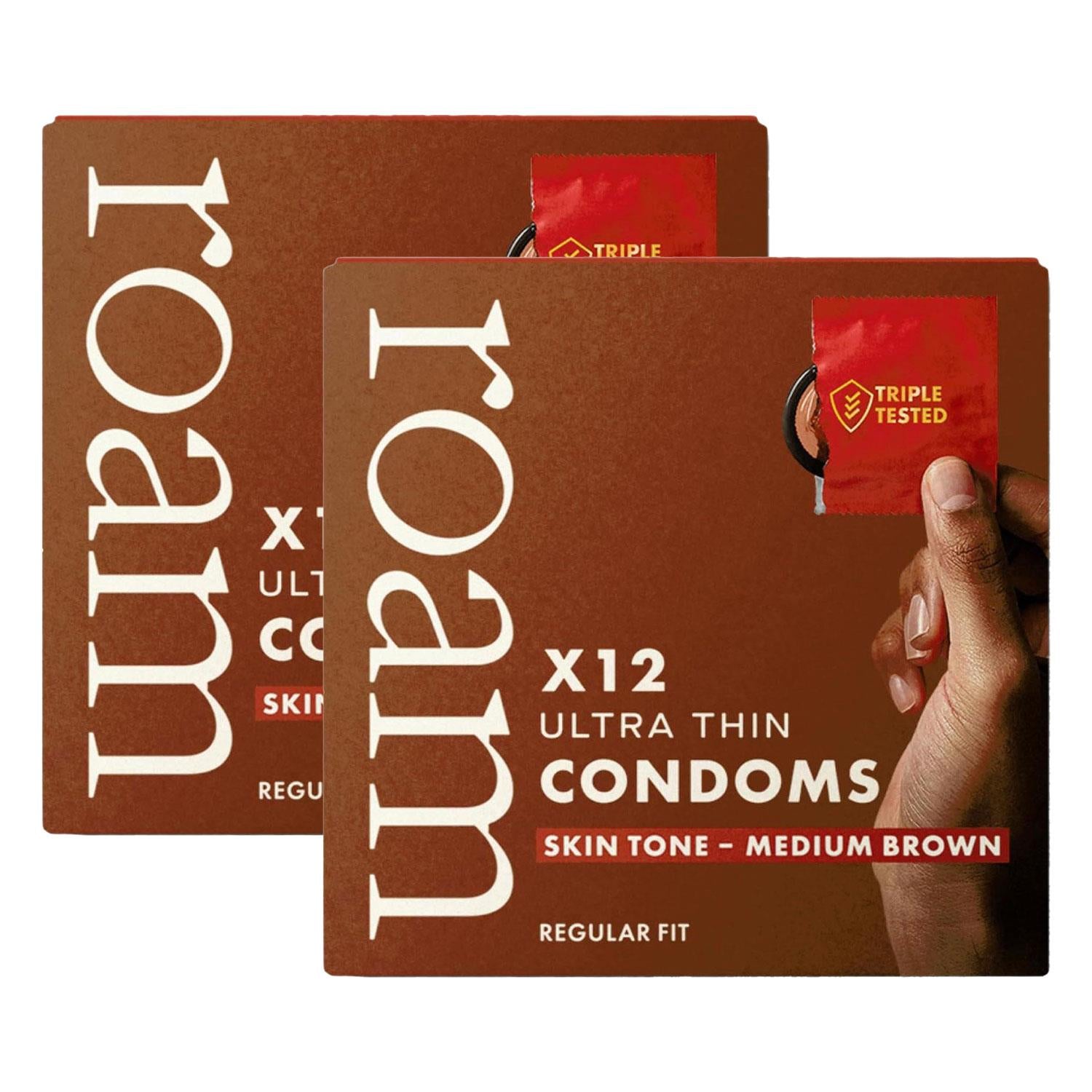 24x Mediumbrown Condom Regular For Safer Sex & Contraception(2x12 Pk)