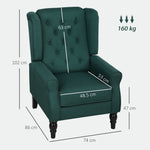 Accent Chair Wingback Armchair Retro Tufted Club Wood Fabric | Green
