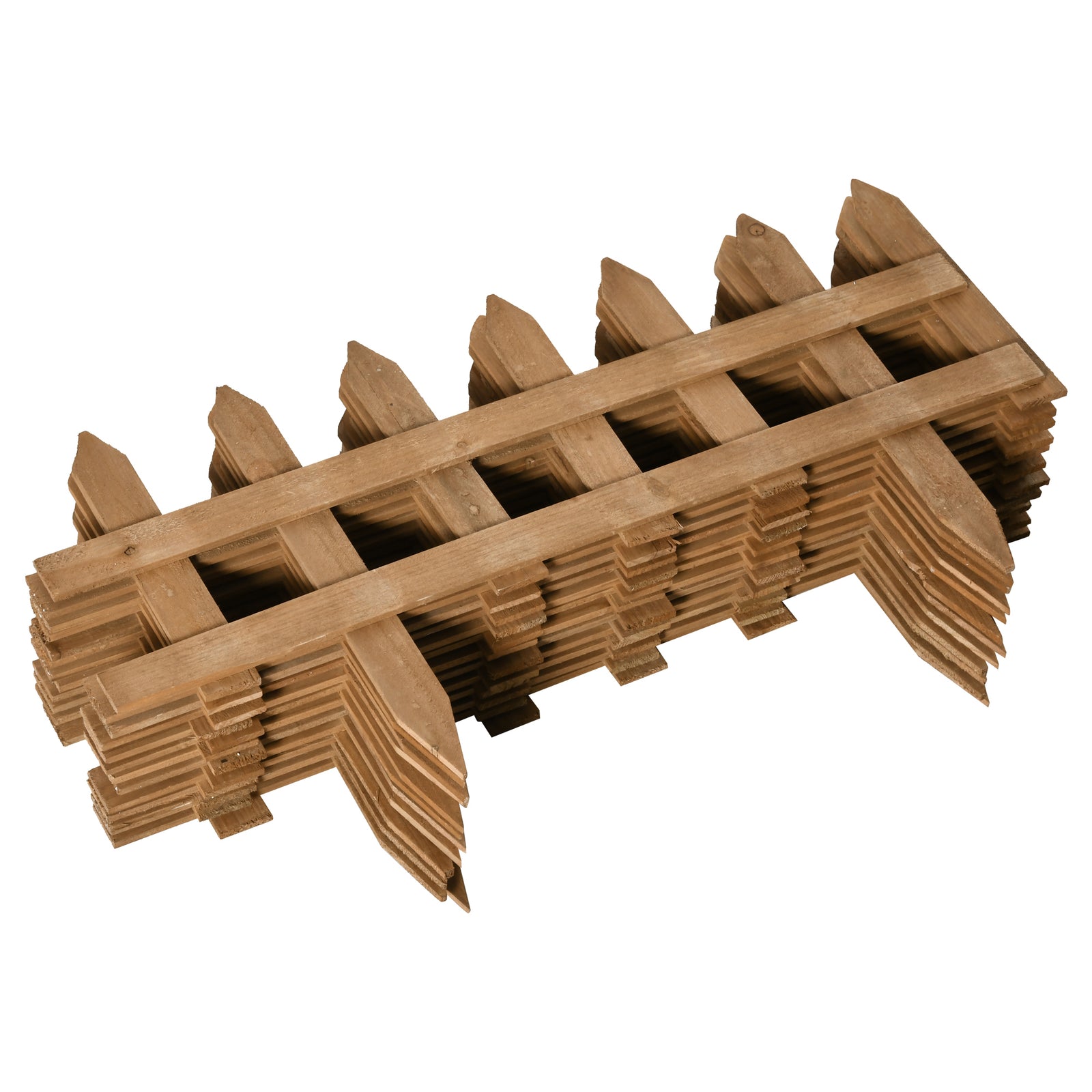 12 Wooden Picket Fences For Lawn, Brown