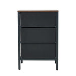 Breeins Nightstand Bedside Table With 3 Fabric Storage Drawers