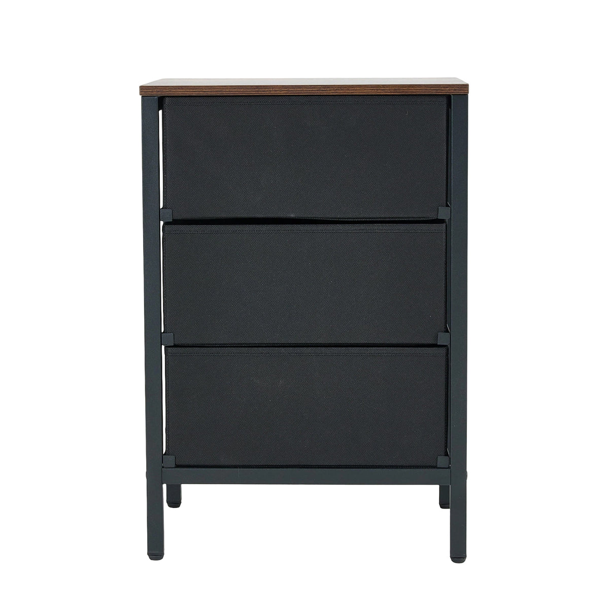Breeins Nightstand Bedside Table With 3 Fabric Storage Drawers