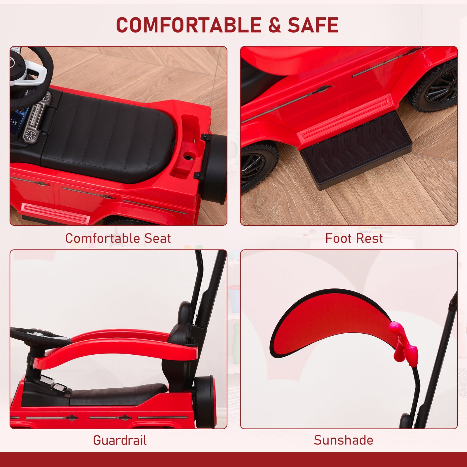 Kids Ride-on Push Car 3 In 1 Benz G350 Baby Floor Slider Walker | Red