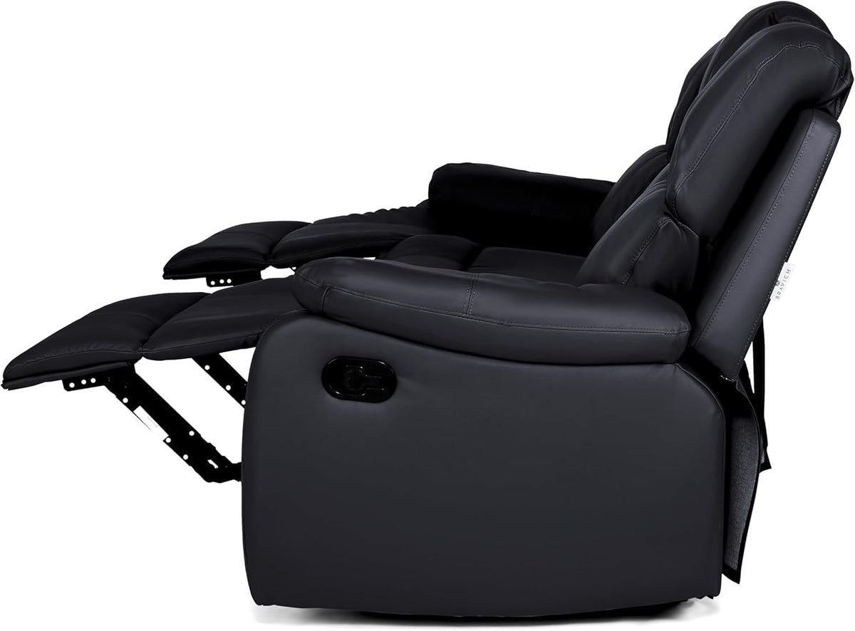Manual Recliner Sofa 3 Seater Faux Leather | Black