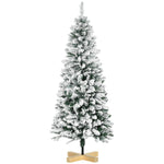 5/6ft Snow Flocked Artificial Christmas Tree Pencil Shape | 5ft | Green
