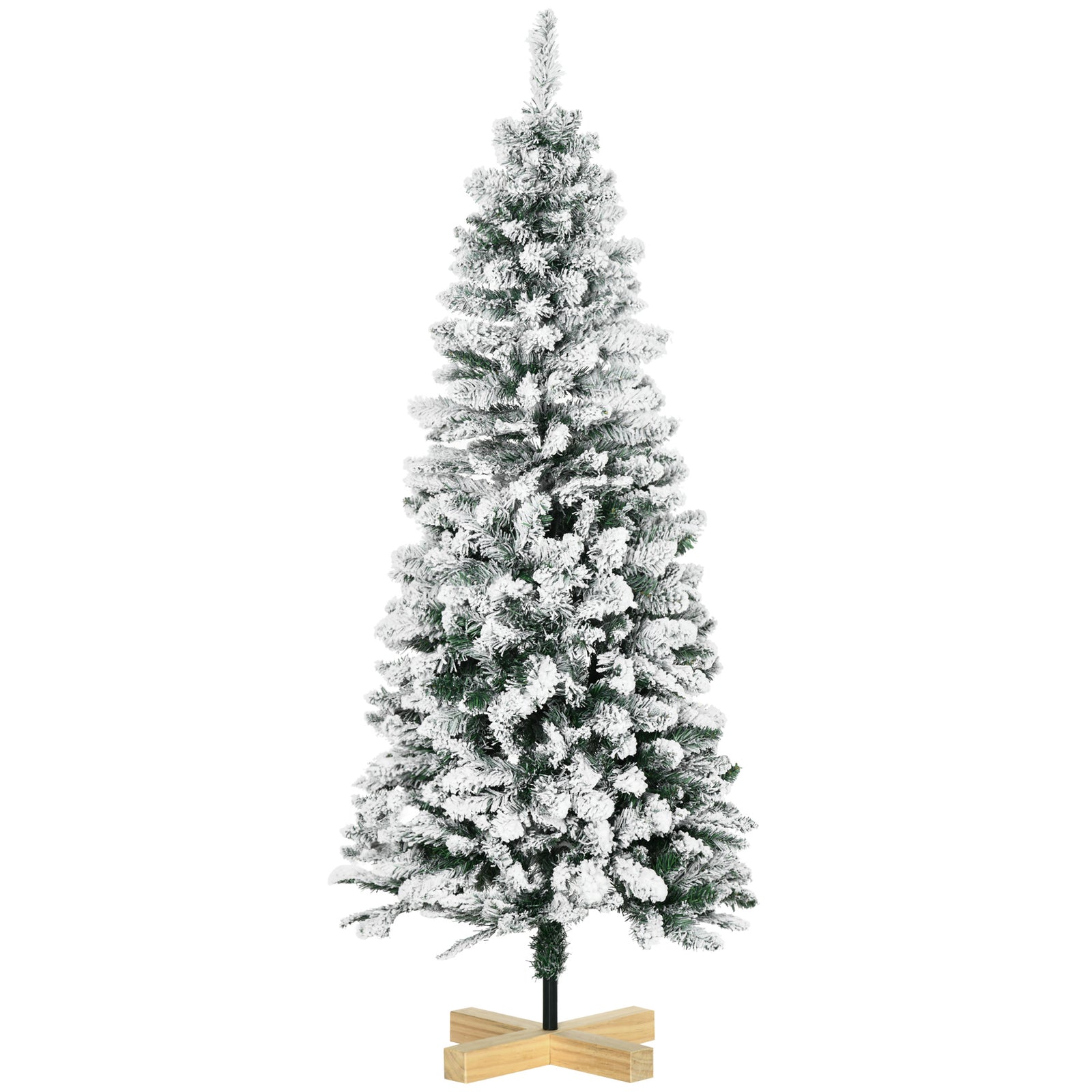 5/6ft Snow Flocked Artificial Christmas Tree Pencil Shape | 5ft | Green