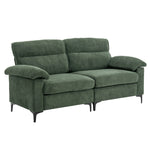 Minimalist Chenille Fabric Two-seat Sofa With Wooden Frame & Black Metal Legs | Green