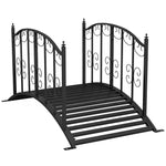1.2m Metal Garden Bridge With Scrollwork, Retro Style, Black
