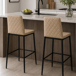 2pcs Upholstered Bar Stools | Camel