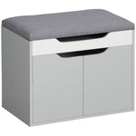 Upholstered Entryway Shoe Bench W/ Storage Cabinet