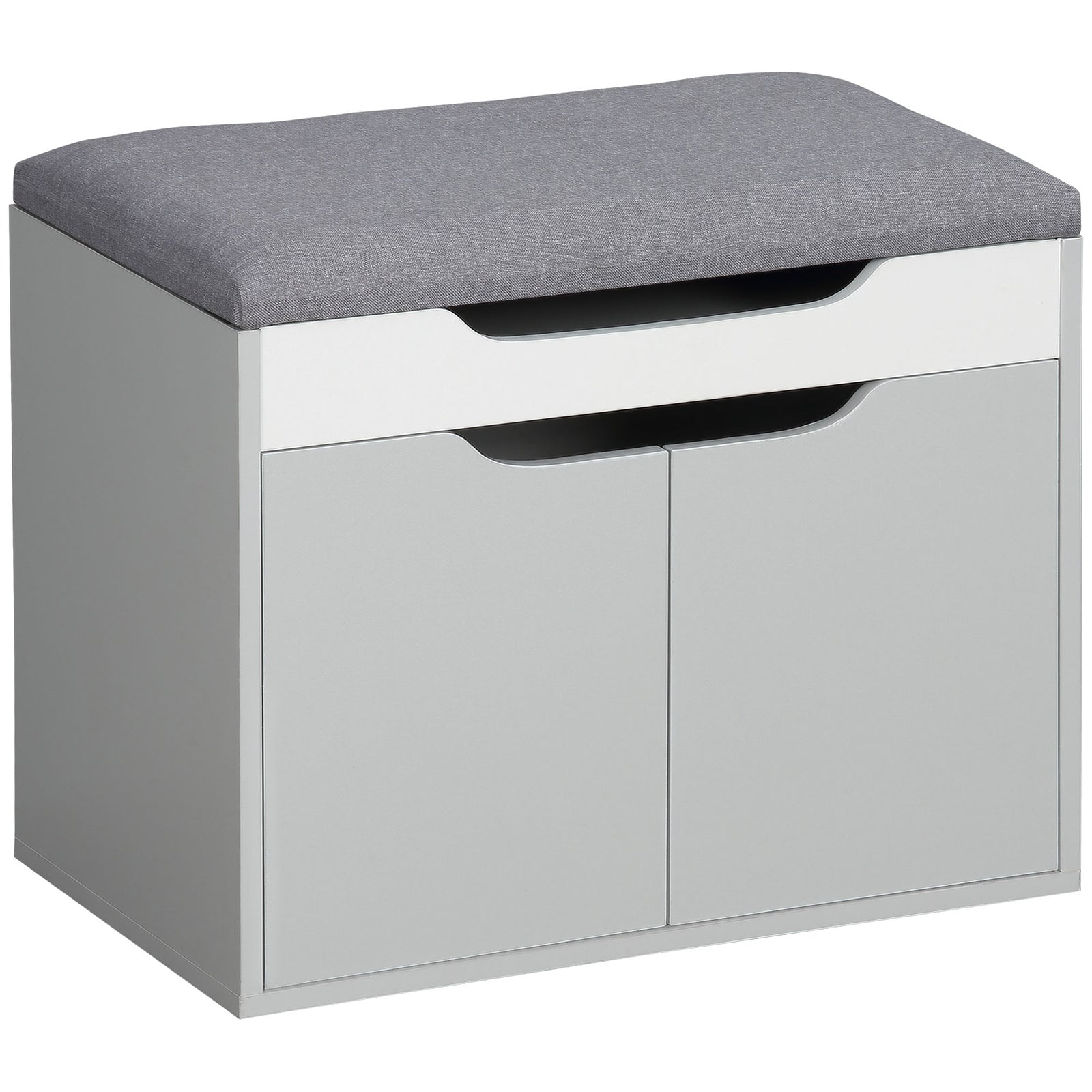 Upholstered Entryway Shoe Bench W/ Storage Cabinet
