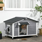 Large Wooden Dog Kennel For Outside 109l X 79w X 72h Cm, Grey