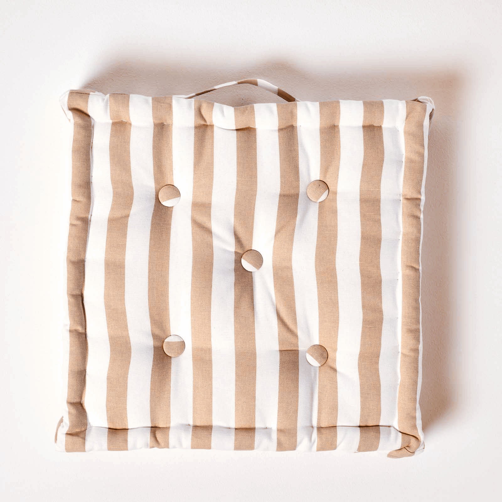 Cotton Thick Striped Floor Cushion | 40cm x 40cm | Beige