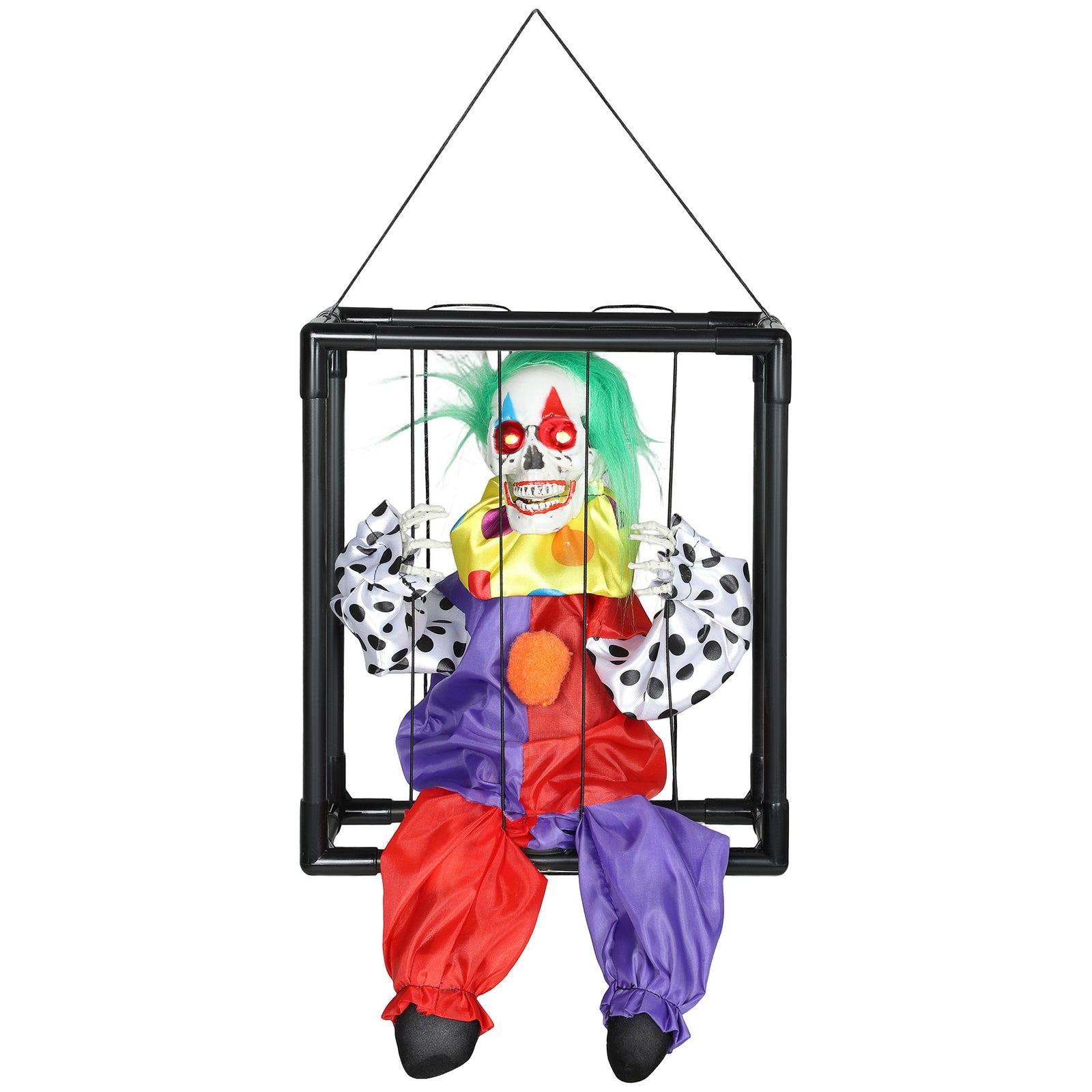 Voice Activated Halloween Animatronics Hinging Clown In Cage