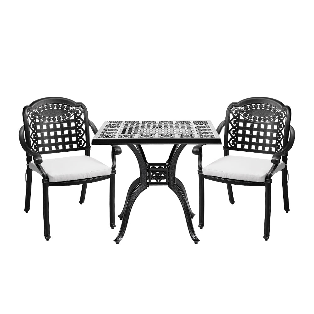3-piece Cast Aluminium patio furniture Square Outdoor Dining Set