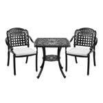 3 Pcs Outdoor Bistro Table And Chair Set Cast Aluminium
