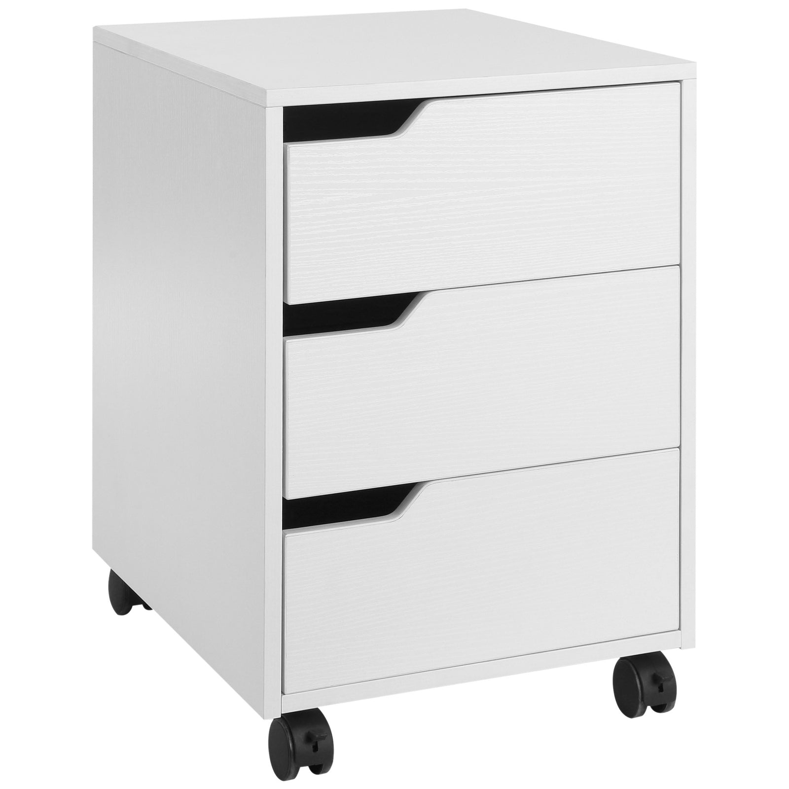 Mdf Mobile File Cabinet With 3 Drawers Locking Wheels | One Size | White