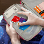 Aquarius Travel Document Passport Holder Organiser Zip Up Holiday Wallet - Pink