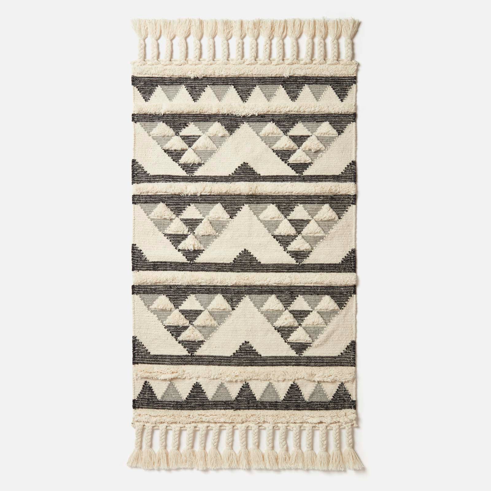 Kota Black & Grey Kilim Wool Rug | 150cm x 95cm | Black & Grey