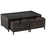 Outsunny 4pcs Rattan Garden Furniture, Patio Sofa Storage & Table Set
