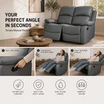 Manual Recliner Sofa 2 Seater Faux Leather | Grey