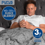 Deluxe Electric Throw Heated Double Over Blanket Soft Fleece 9 Heat & 12 Timer Settings | L | Grey