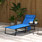 Foldable Sun Lounger W/ Reclining Back | Set-of-1 | Blue