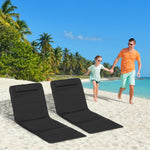 2pc Outdoor Beach Mat Steel Reclining Chair Set W/ Pillow | Black