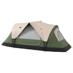 2 Room Camping Tent With Waterproof Rainfly & Screen Panels | Green