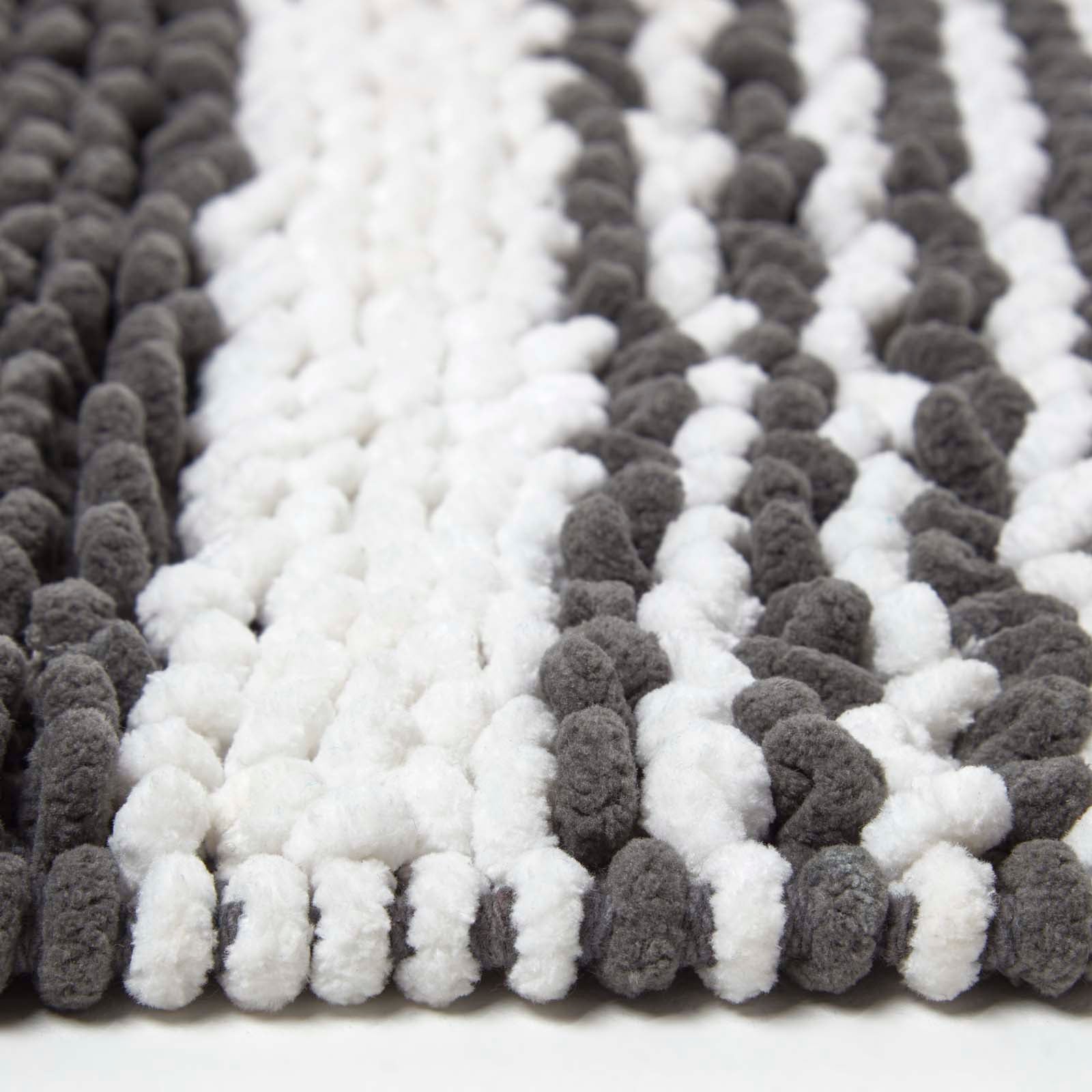 Chenille Stripe Bath Mat | 50 x 80cm | Charcoal Grey