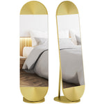 HOMCOM Wavy Full Length Mirror With Metal Frame And Base, Gold Tone