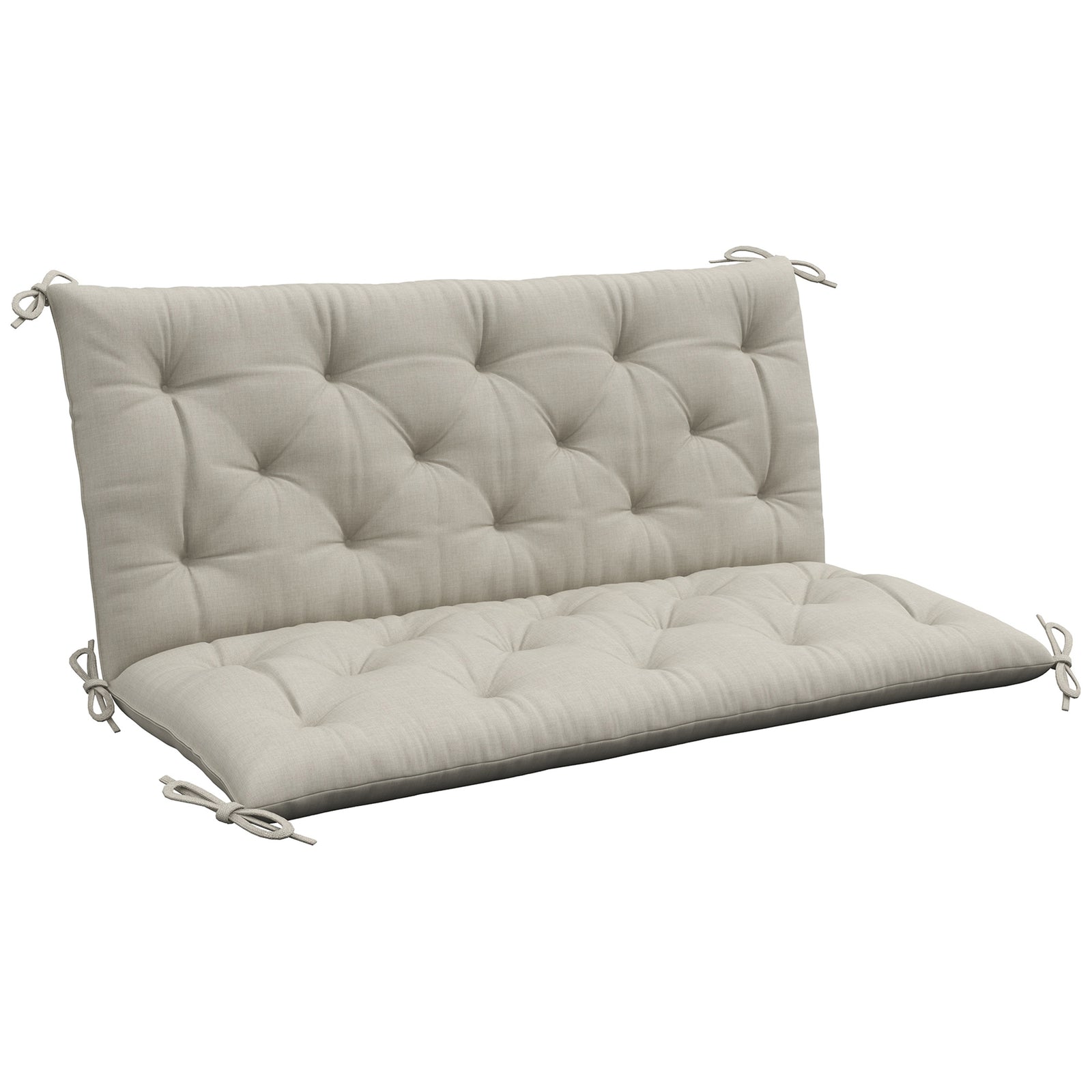 Garden Bench Cushion, Seat Pad With Ties | Grey