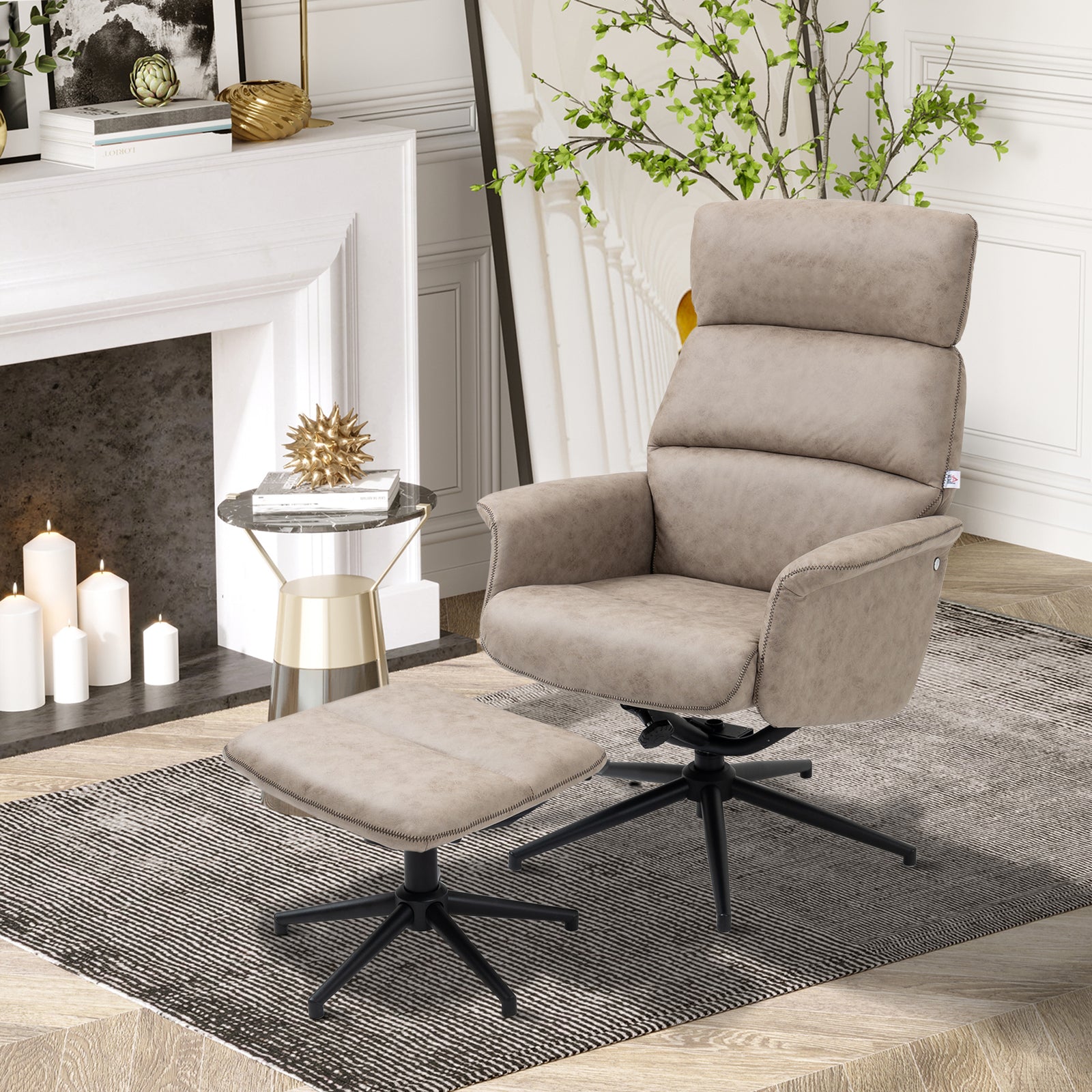 HOMCOM Swivel Recliner Chair W/ Ottoman Adjustable And Removable