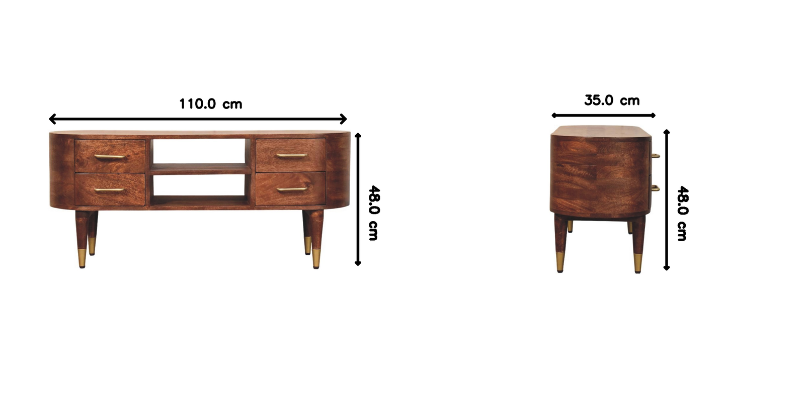 Valenza Media Unit, 4 Drawers, 2 Open Shelf, Brown
