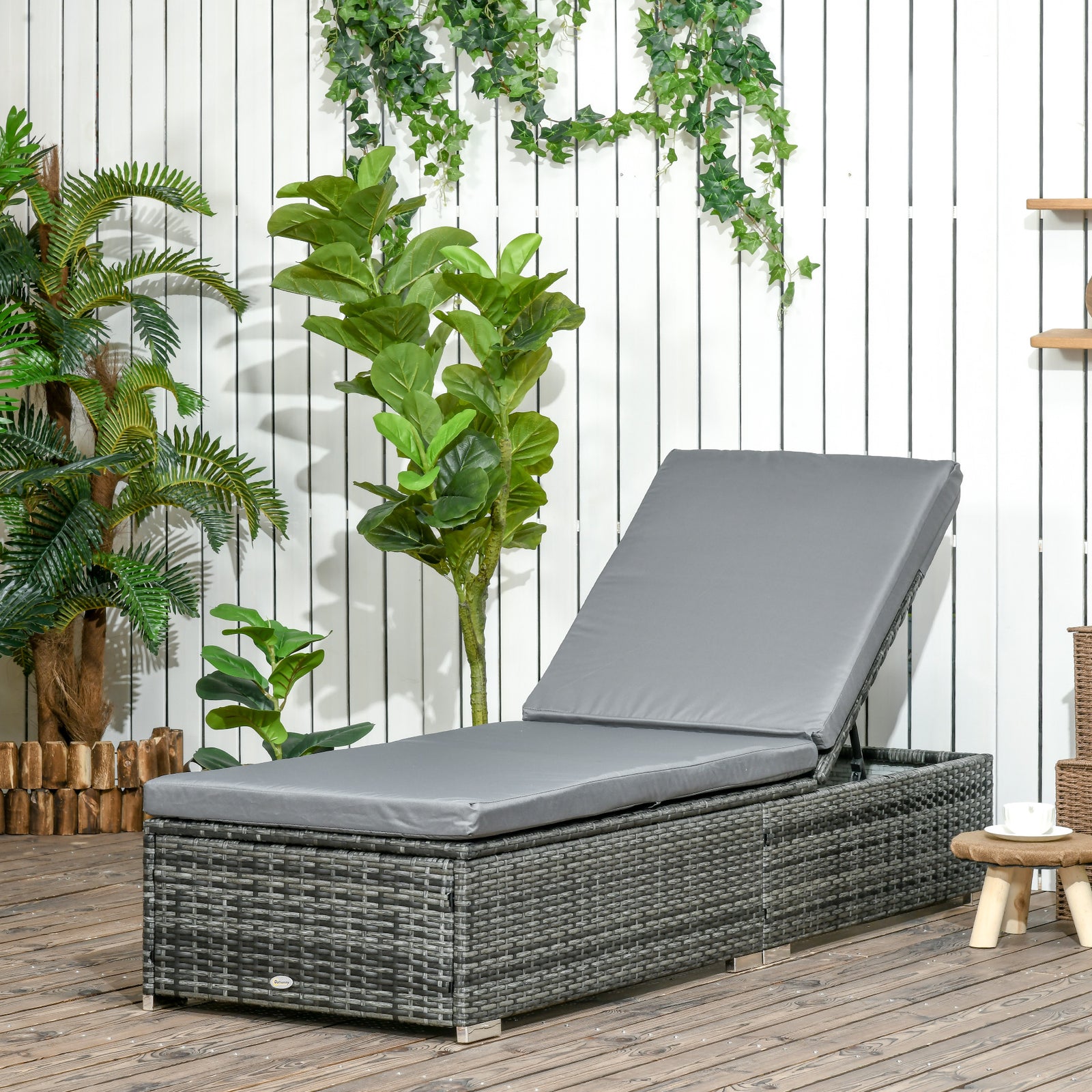 Garden Sun Lounger Rattan Recliner Lounger Chair