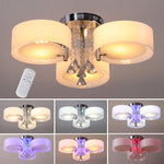 Modern Round Acrylic Led Semi Flush Mount With Crystal Accent