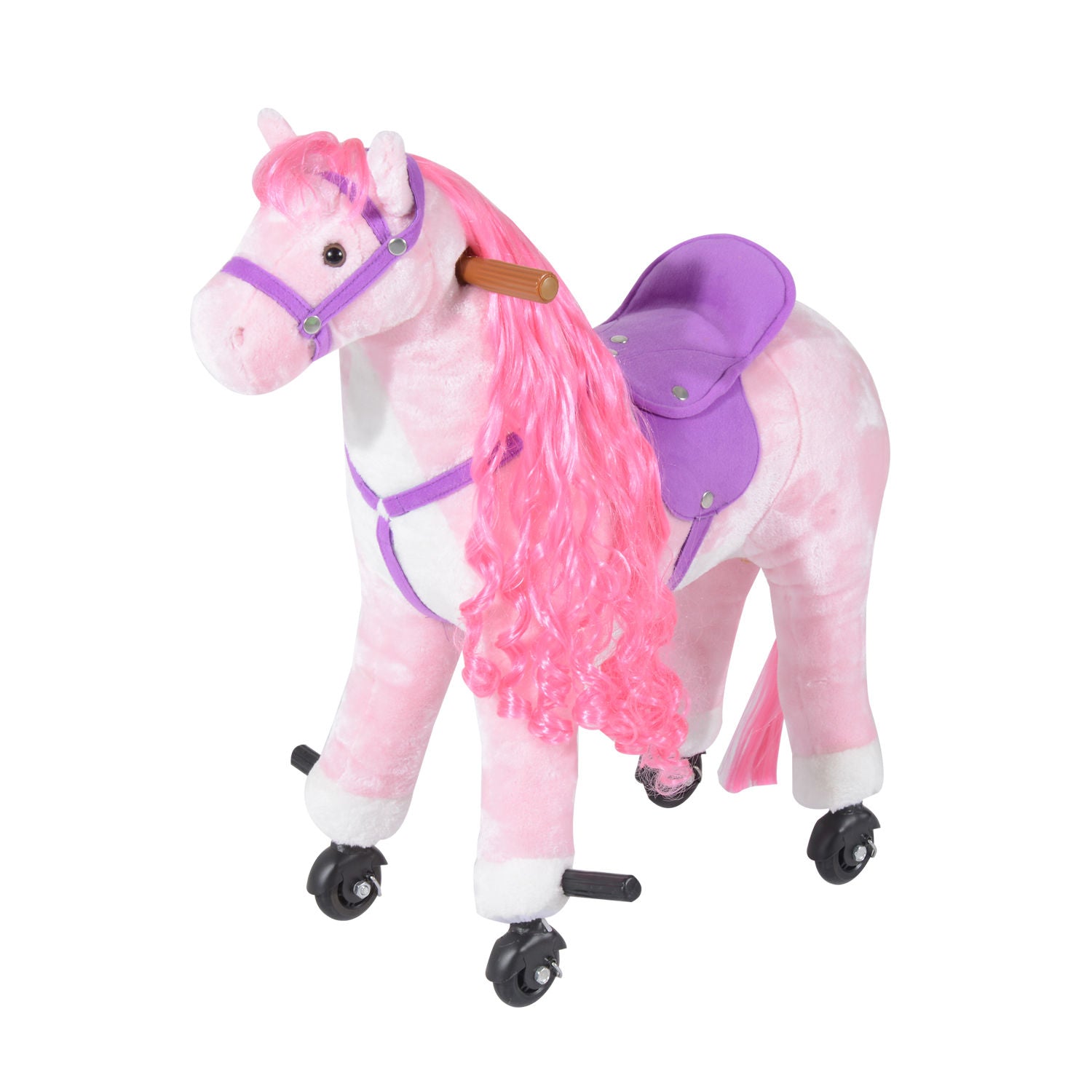 Child Boys Walking Horse Riding Toy Plush Walk Pony Wheels W/ Sound | Pink