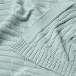 Combed Cotton Cable Knit Throw | 150cm x 200cm | Duck Egg Blue
