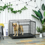 81x125cm Metal Dog Cage W/ Locking Door, Wheels