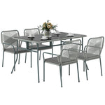 5 Piece Wicker Garden Dining Set, Pe Rattan With Cushions