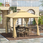 3(m) X 3(m) Patio Garden Metal Gazebo Marquee Party Tent | Beige