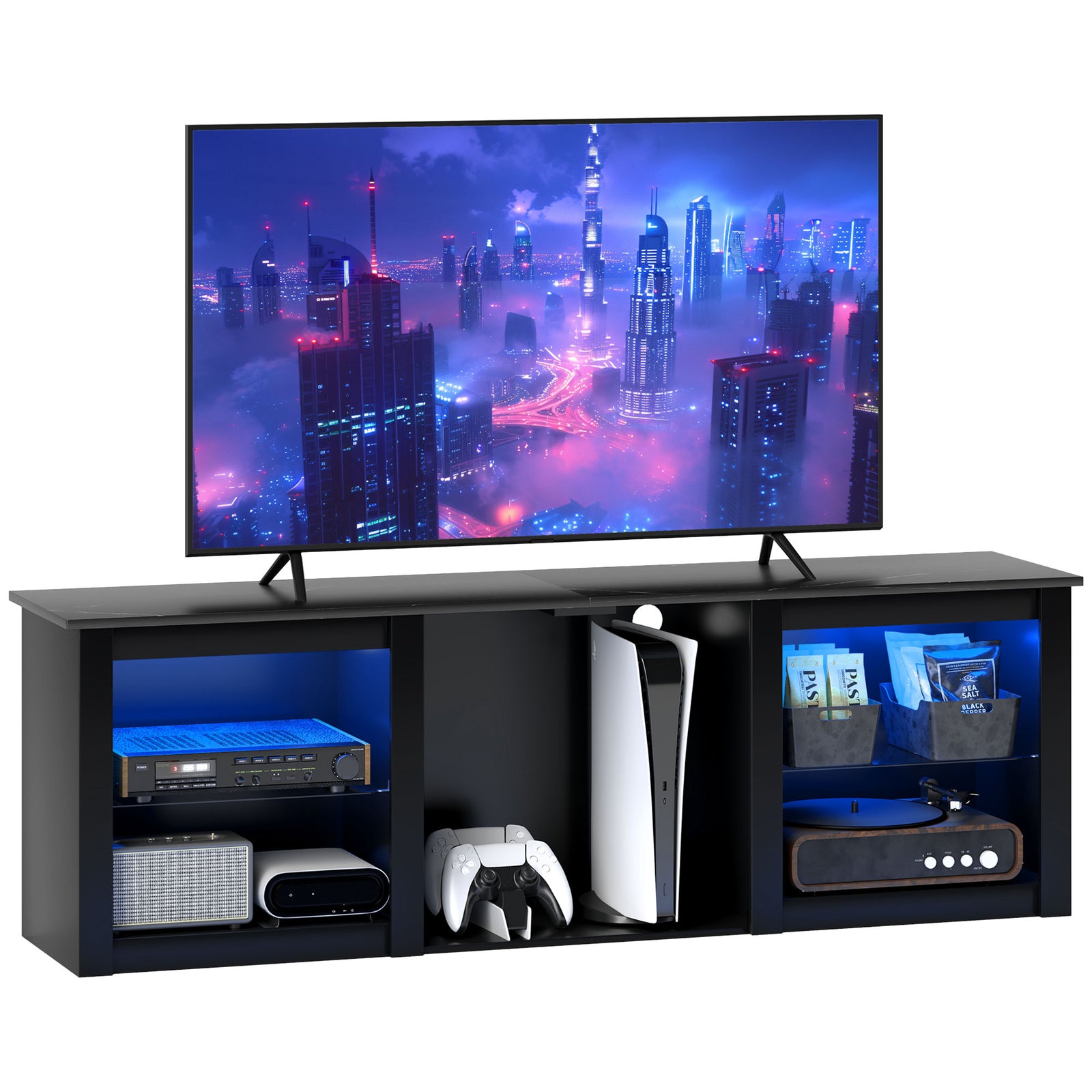 160cm Tv Unit W/ Led Lights For 65" Tv Modern