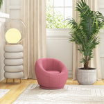 Modern Round Boucle Armchair Accent Chair Living Room | One Size | Pink