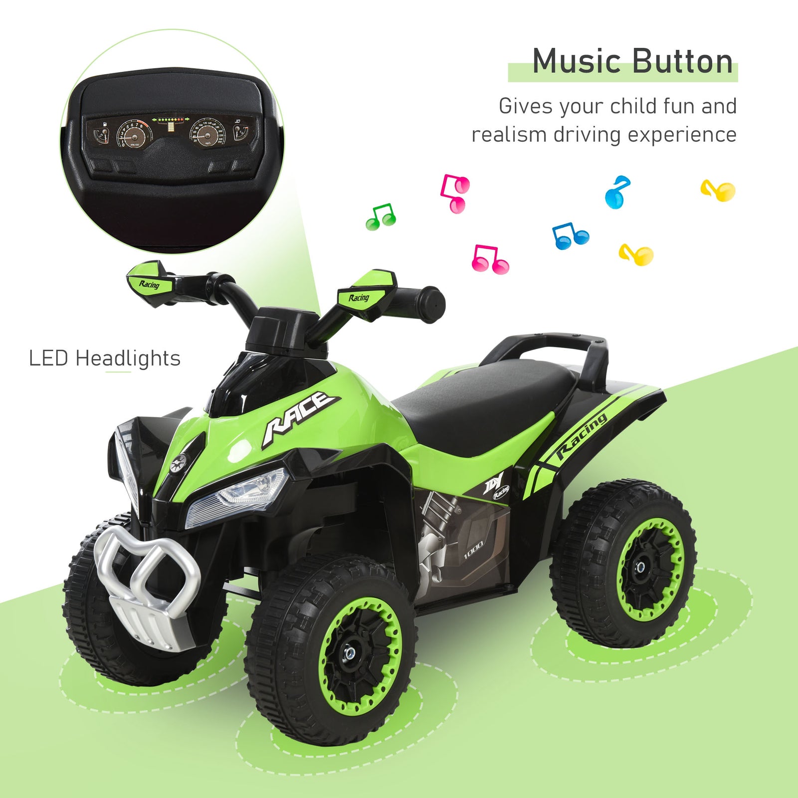 No Power Quad Toddler Ride On Car Foot-to-floor Sliding | Green