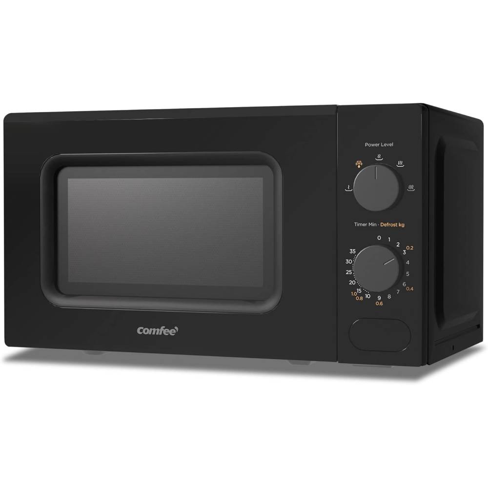 700w Countertop Microwave Oven, 20l Compact Microwave With Dual Control Knobs | Black