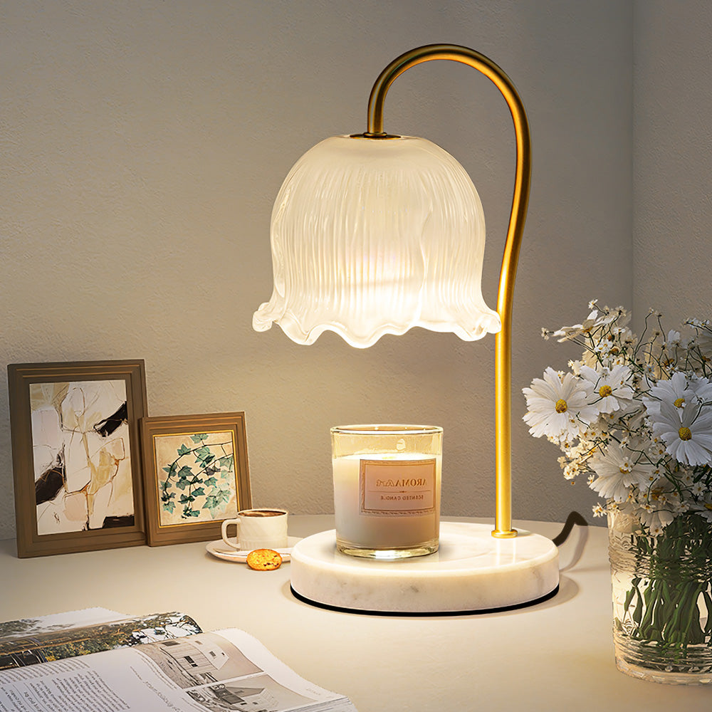 Breeins Flower-shaped Glass Bedside Lamp Candle Warmer