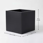 Nicoman Black Metal Cube Planter 50x50x50cm Galvanised Steel Outdoor & Indoor Plant Pot