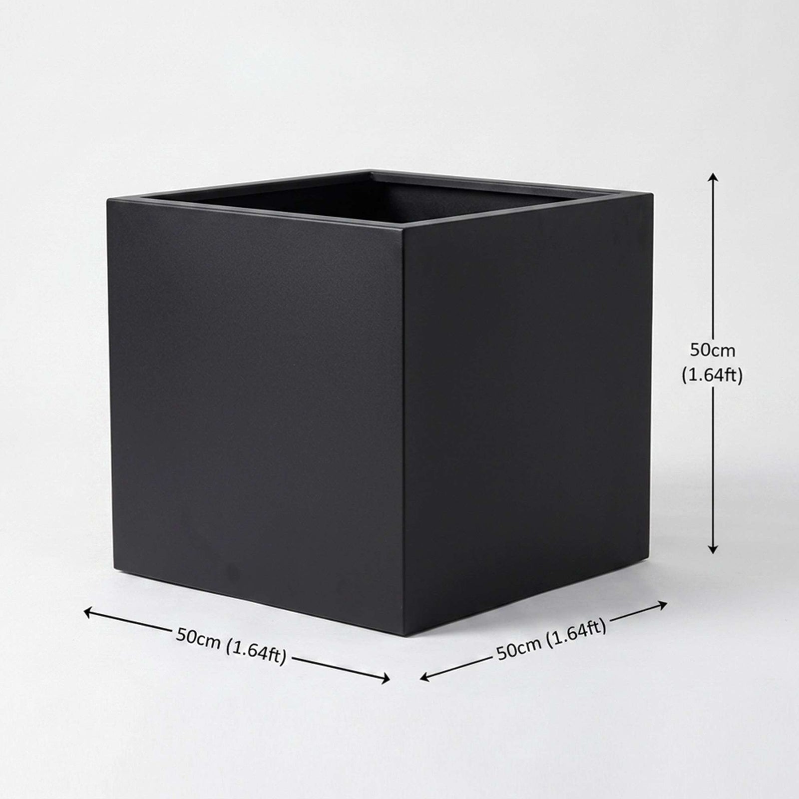 Nicoman Black Metal Cube Planter 50x50x50cm Galvanised Steel Outdoor & Indoor Plant Pot